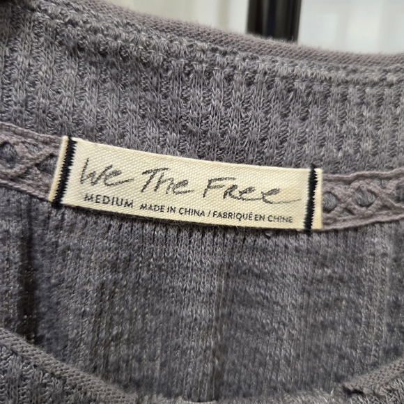 Free People We The Free Rayon Blend Oversized Tunic Top Waffle Knit Purple Gray - Picture 4 of 10